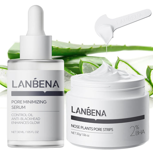 LANBENA Ensemble Anti-Points Noirs 3-en-1 | Bandes Pores + Sérum